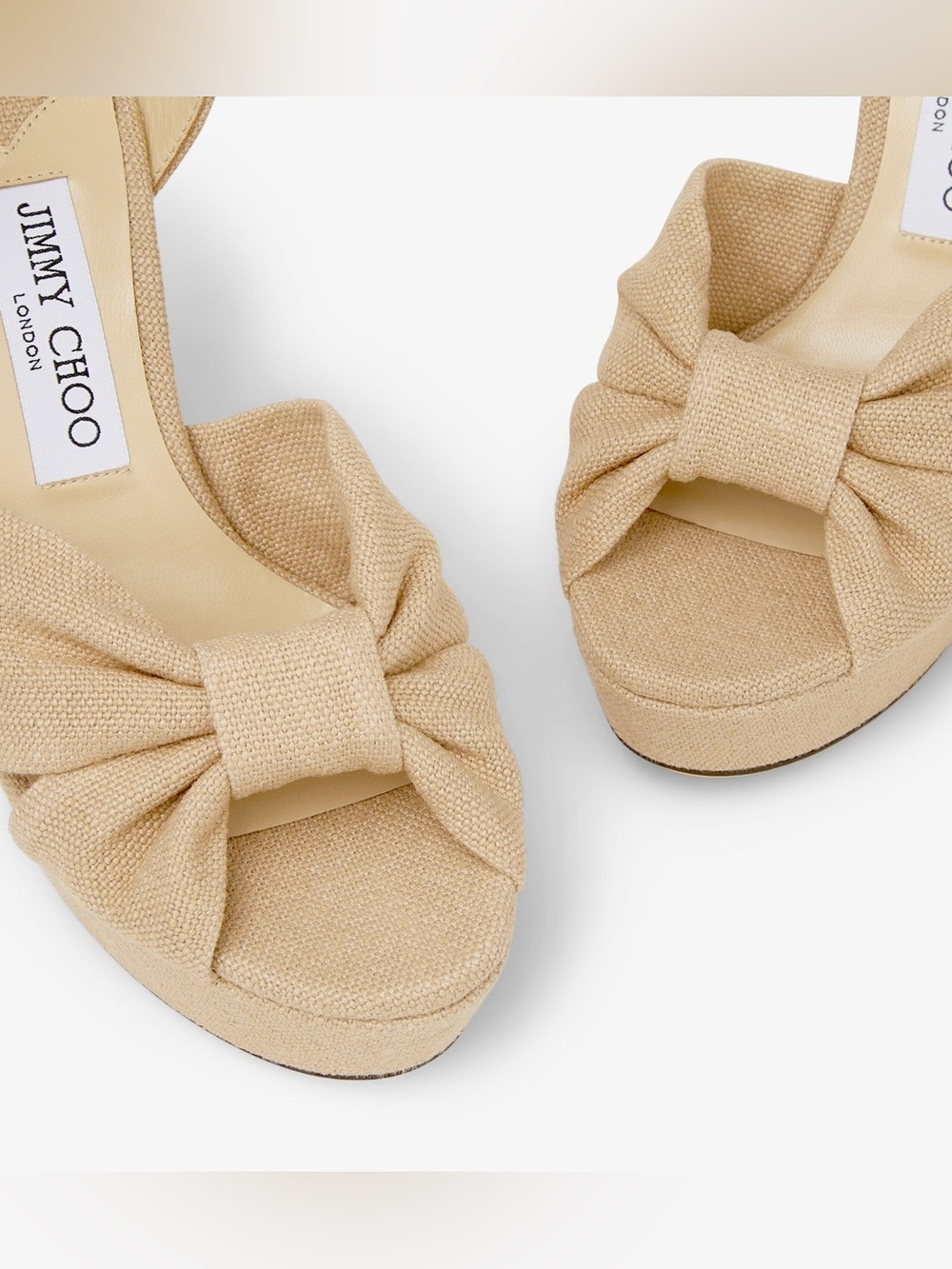 Like new Jimmy Choo Heloise 120 Linen Platform Sandals $1,095 37.5 - Picture 5 of 16